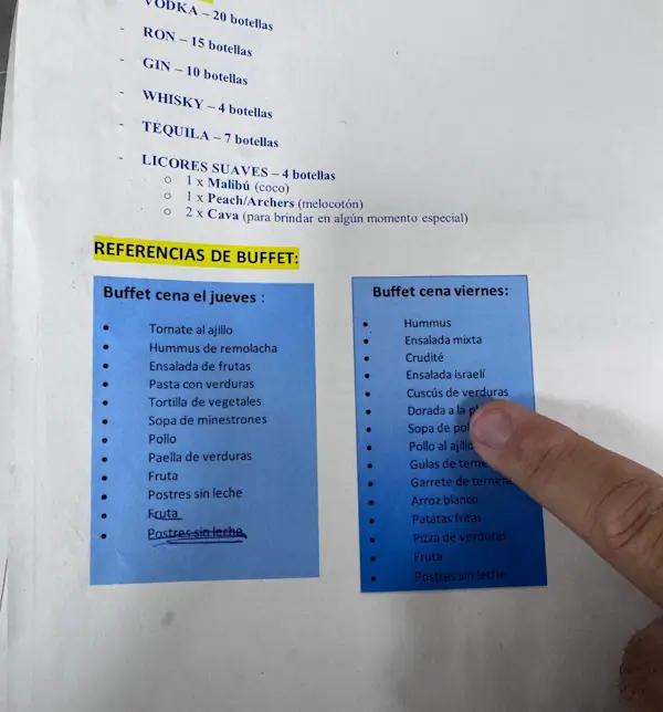 1 Menu con pollo al ajillo w