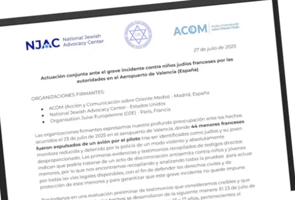 Organizaciones judías anuncian acciones legales por el desalojo de menores en un avión de Vueling