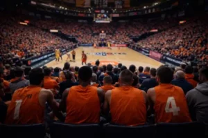 Foto de un partido de basketball