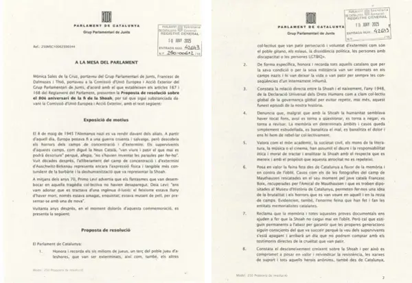 Cataluña reivindica la memoria de la Shoá a 80 años del fin de la Segunda Guerra Mundial 1 CJB 1 1