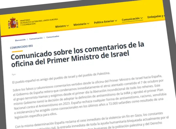 El Ministerio de Exteriores califica de "falsas y calumniosas" las acusaciones de Netanyahu contra el Gobierno 1 Comunicado Albares 1