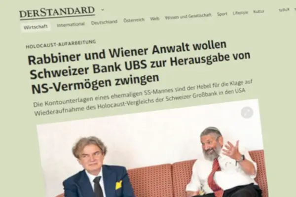 Un rabino y un abogado desafían a UBS por los bienes ocultos del régimen nazi