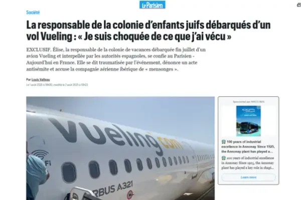 "Vueling miente, fue un acto antisemita", dice la directora del grupo francés obligado a desembarcar