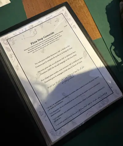 Pizza "Stop Genocide" e insultos "sionistas de mierda" en un restaurante de Tarifa, Cádiz 1 Pizzeria Tarifa antisemitismo 1
