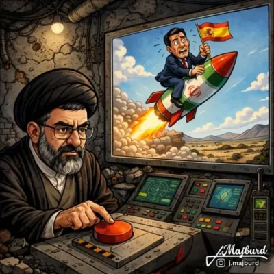 Inicio 25 Pedro Sánchez como aliado de Iran. Su imagen en los misiles.