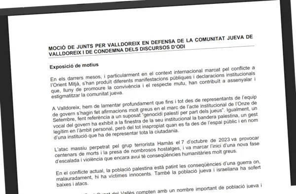 Valldoreix aprueba una moción en defensa de la comunidad judía y contra los discursos de odio 1 Valldoreix 1